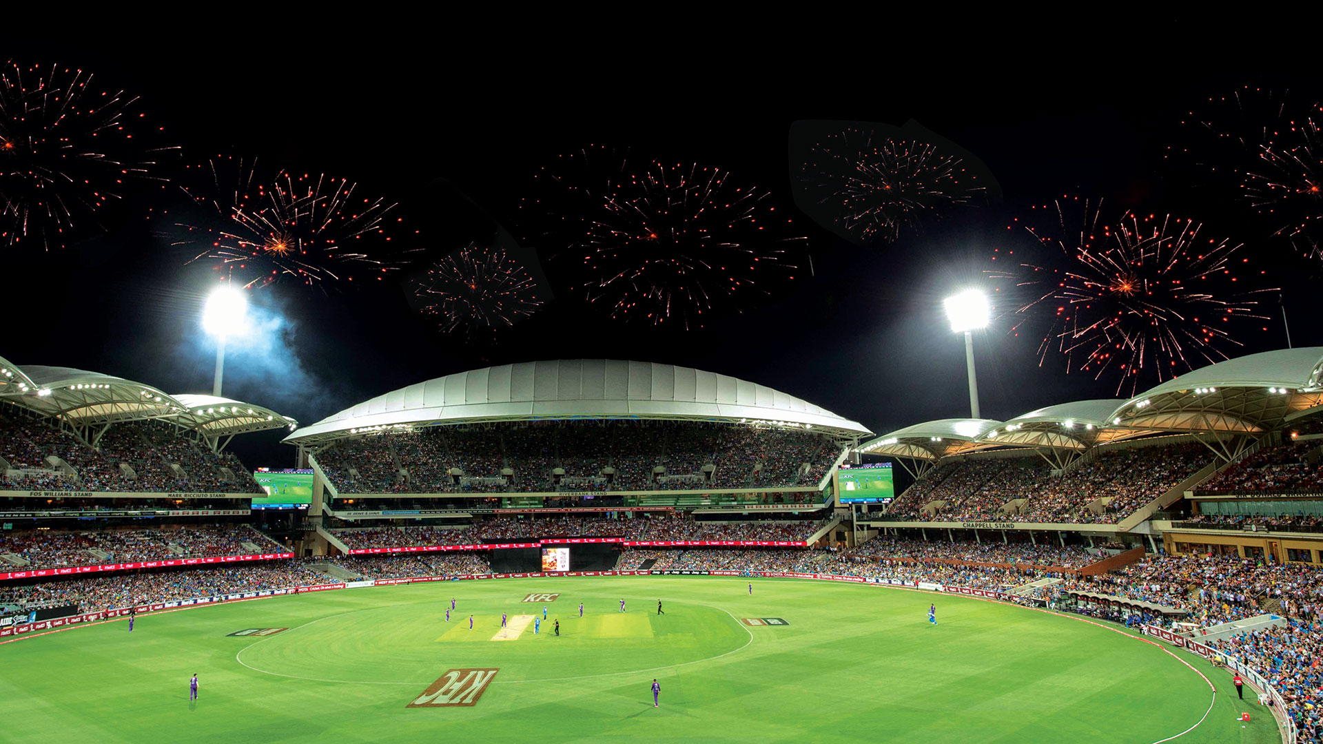 Fireworks over a BBL Match at Adelaide Oval