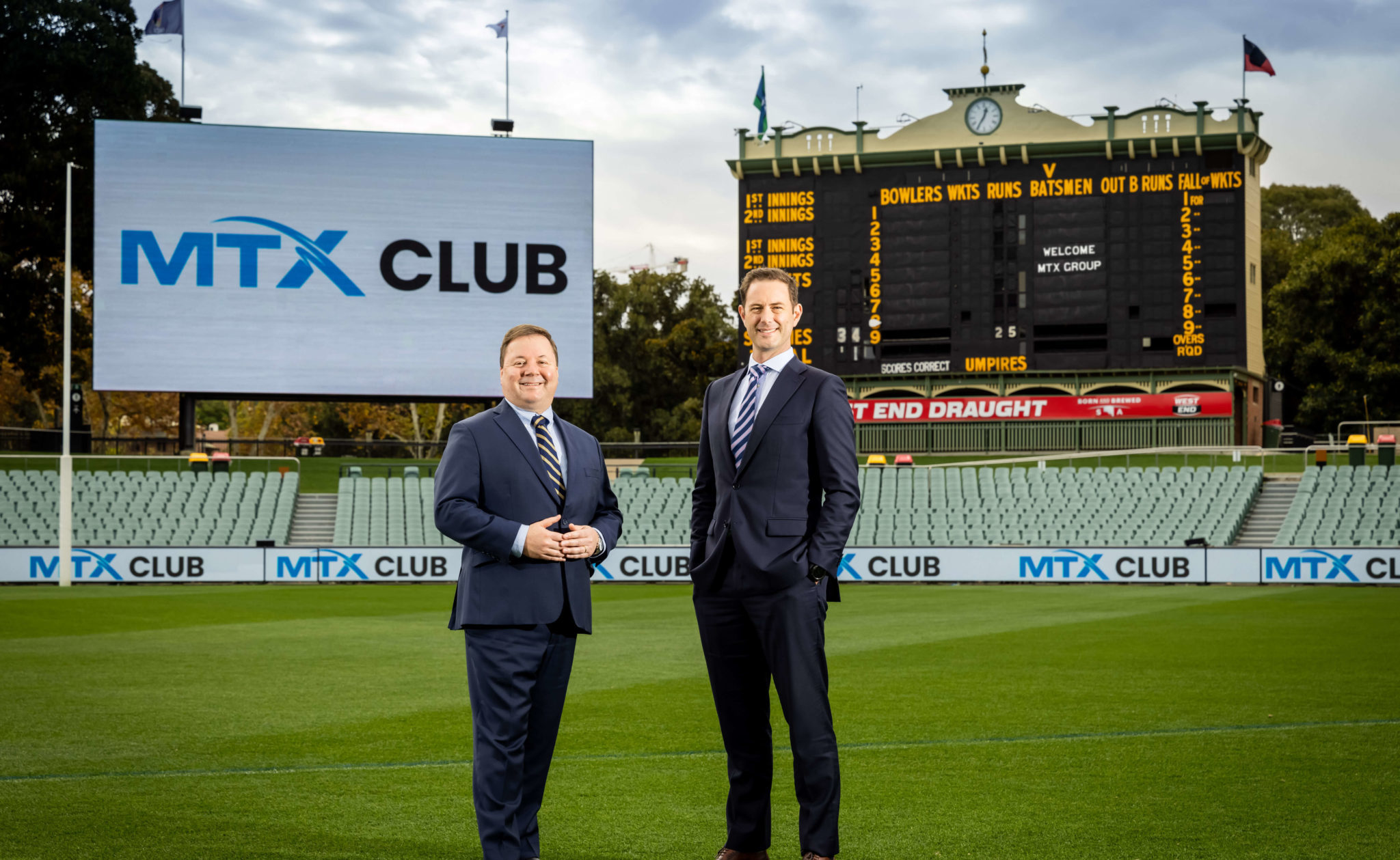 (L-R) Adelaide Oval CEO Andrew Daniels; MTX Australia CEO Ben Papps