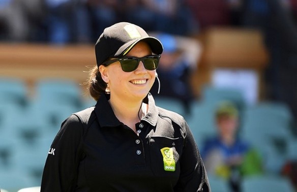 The first ever female BBL umpire, Eloise Sheridan 